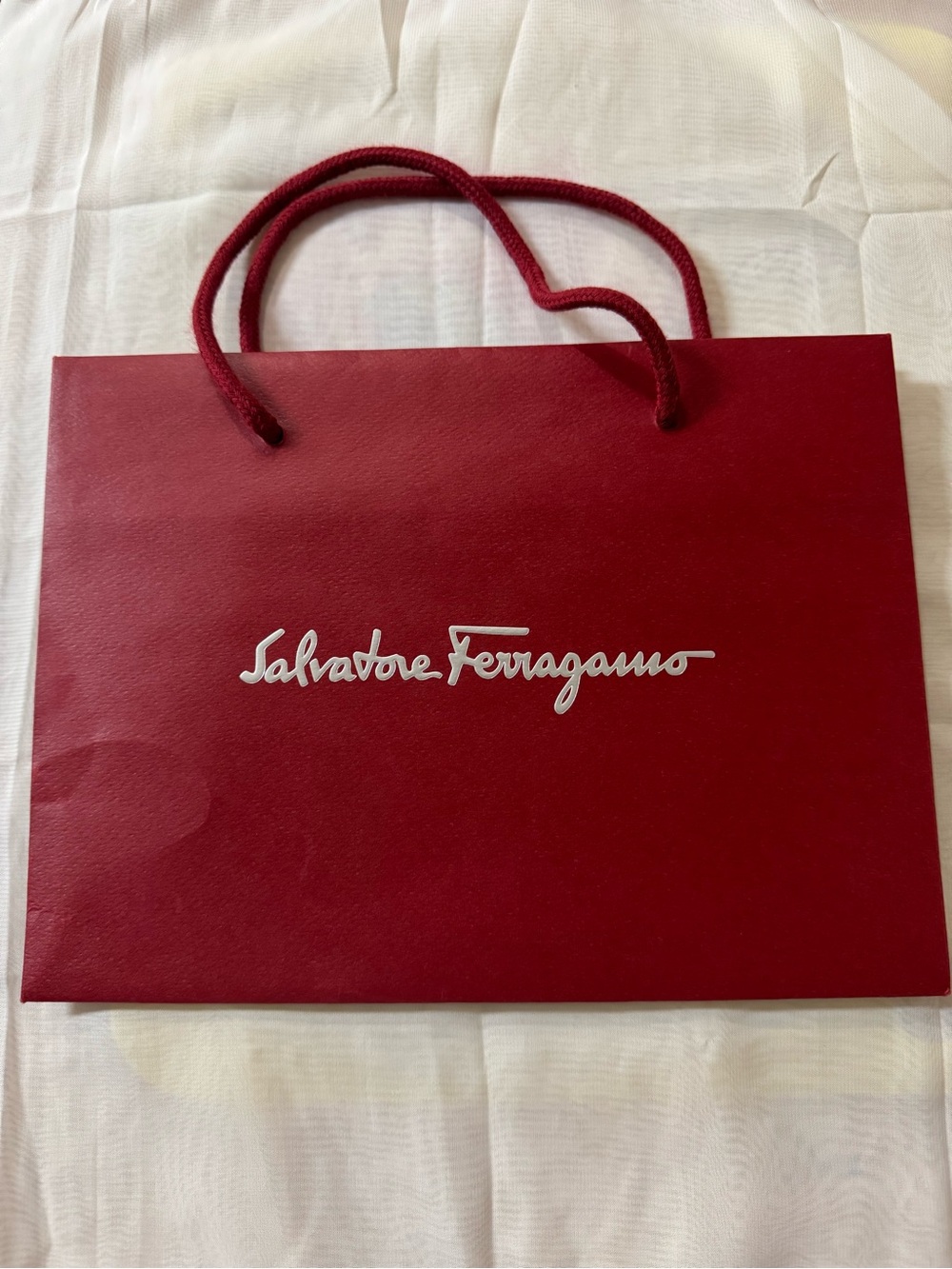 Salvatore Ferragamo 💯% Authentic Iconic Deep Red Rope-Handle Shopping Gift Bag
